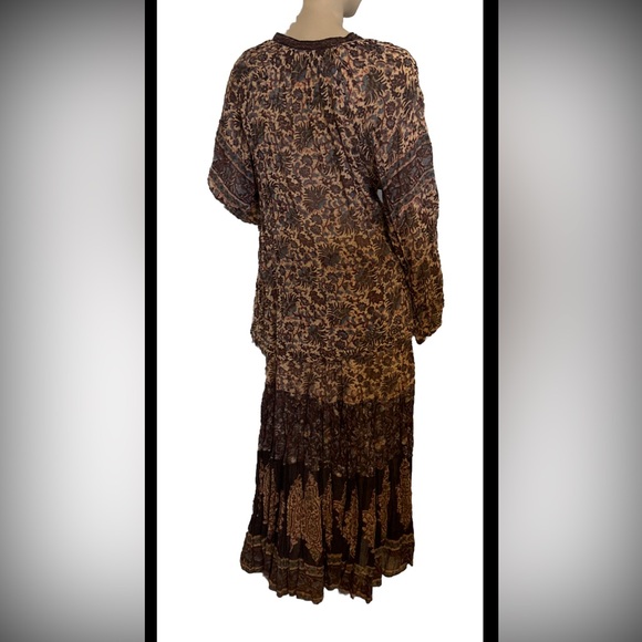 RARE VTG 70s Natasha Indian Cotton Gauze Pullover BLOUSE & SKIRT Boho Hippie SM - Picture 2 of 16